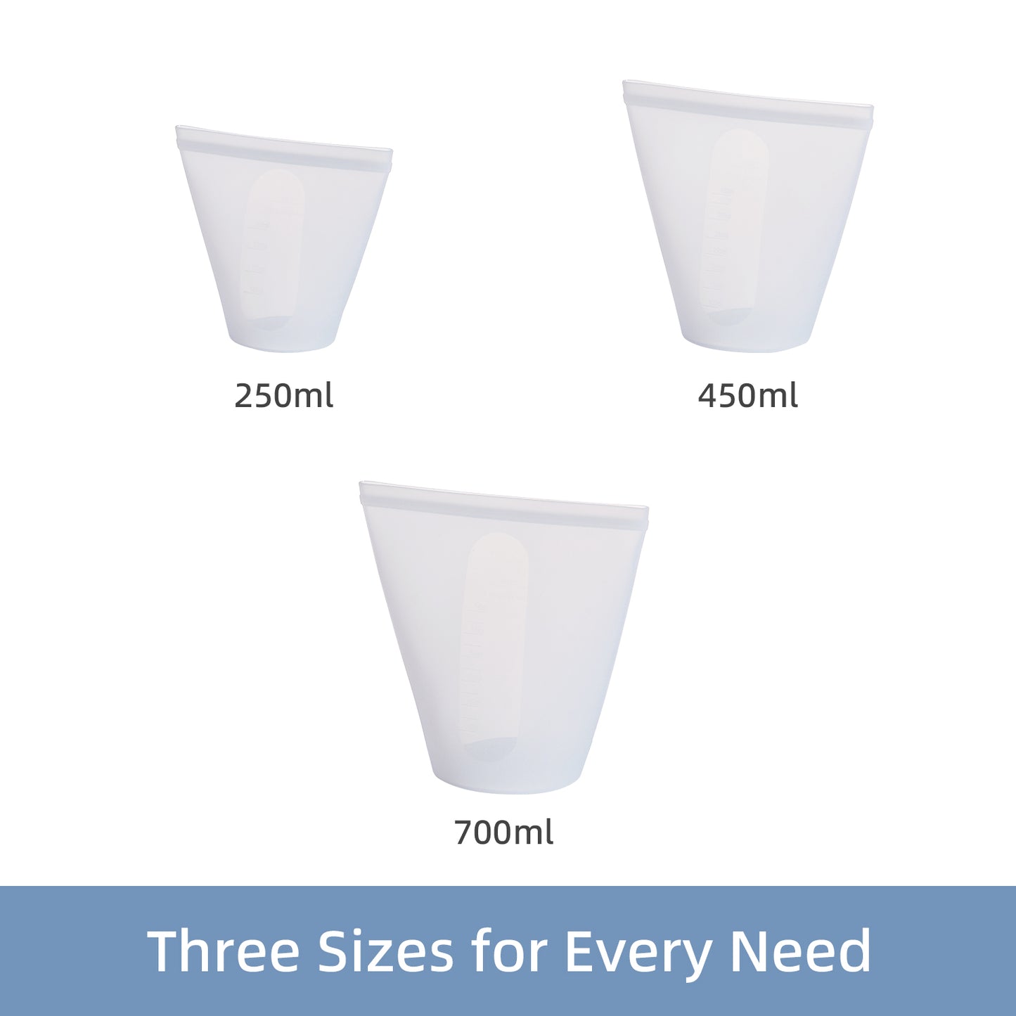 3PCS Reusable Storage Silicone Bags Platinum cured silicone sandwich Silicone bags BPA-Free Silicone Food Storage Bags reusable produce bags