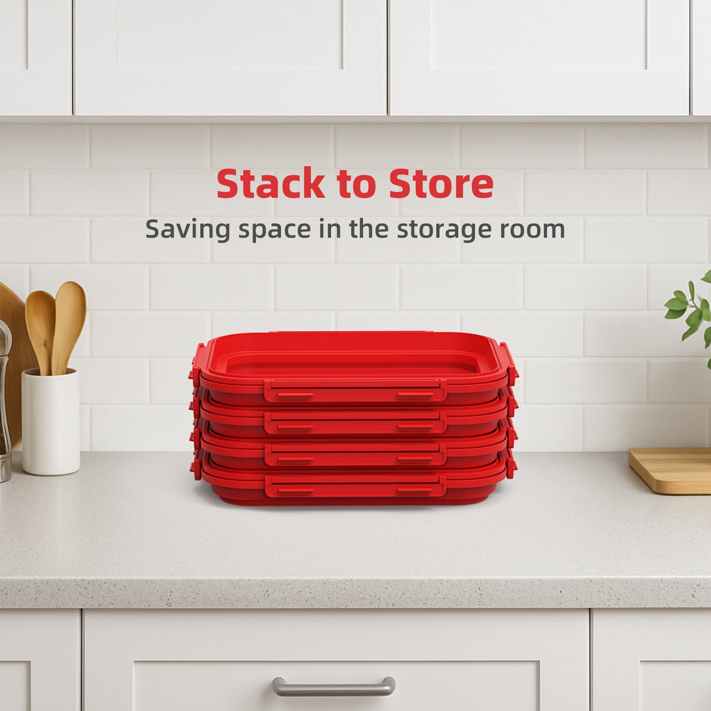 2 Pack Silicone Food Fresh-Keeping Storage Containers with Lid, Dual-Shape Design, BPA-Free, Leakproof Lock Clips, Versatile Fridge Storage Containers, Space Saving & Expandable