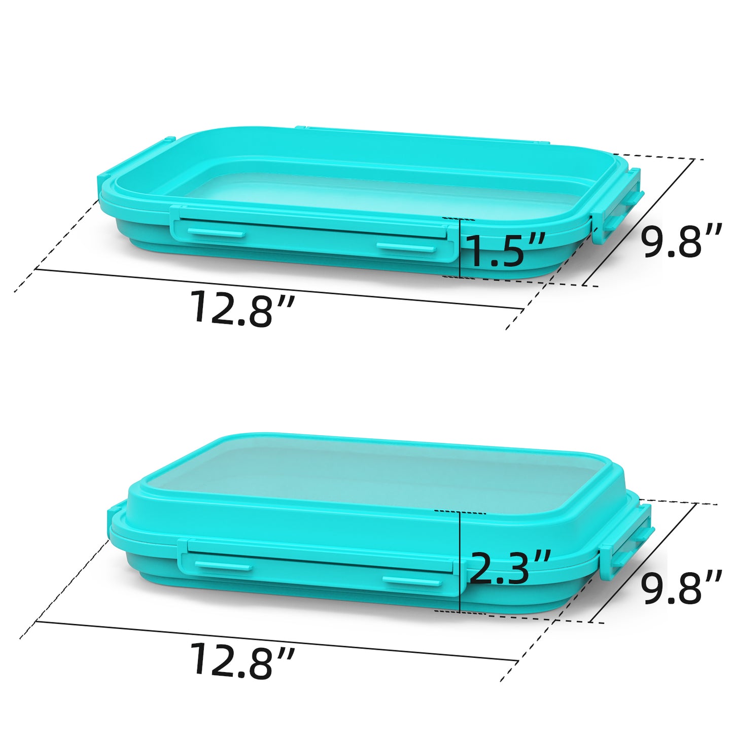 2 Pack Silicone Food Fresh-Keeping Storage Containers with Lid, Dual-Shape Design, BPA-Free, Leakproof Lock Clips, Versatile Fridge Storage Containers, Space Saving & Expandable