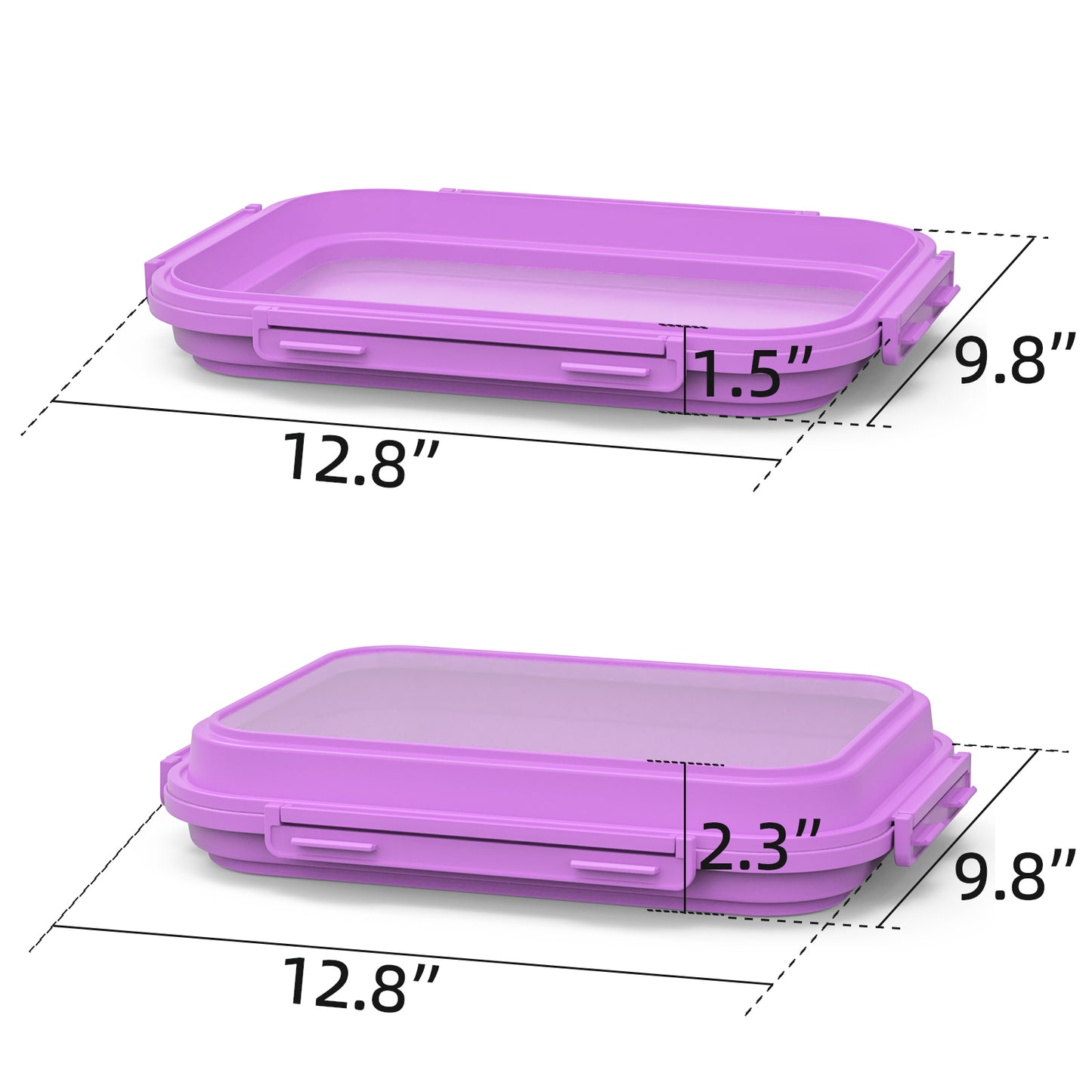 2 Pack Silicone Food Fresh-Keeping Storage Containers with Lid, Dual-Shape Design, BPA-Free, Leakproof Lock Clips, Versatile Fridge Storage Containers, Space Saving & Expandable