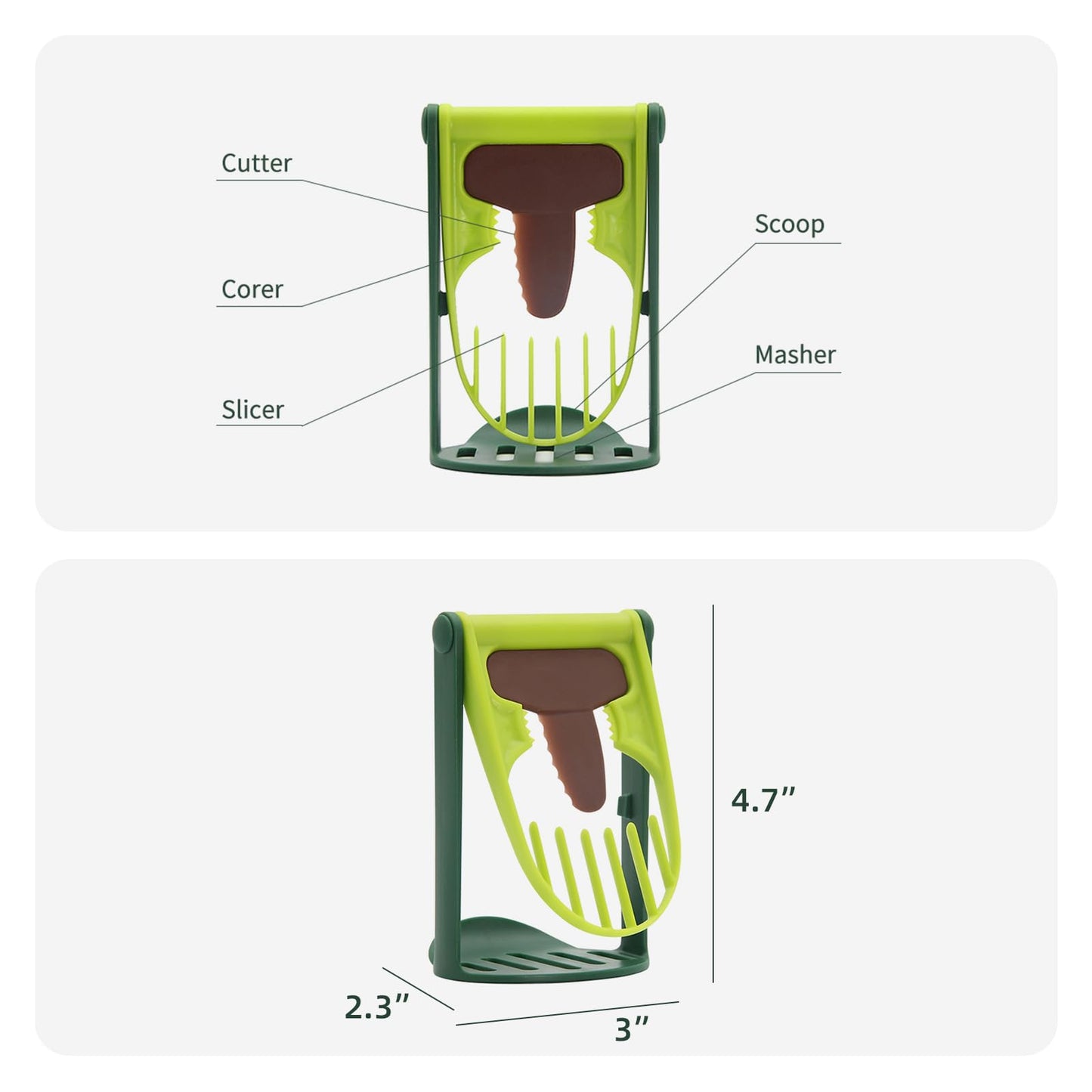 All-in-1 Avocado Slicer Cutter Tool – Avocado Pitter, Slicer, Peeler & Masher – Food-Grade Plastic, Safe & Easy to Use, Dishwasher Safe