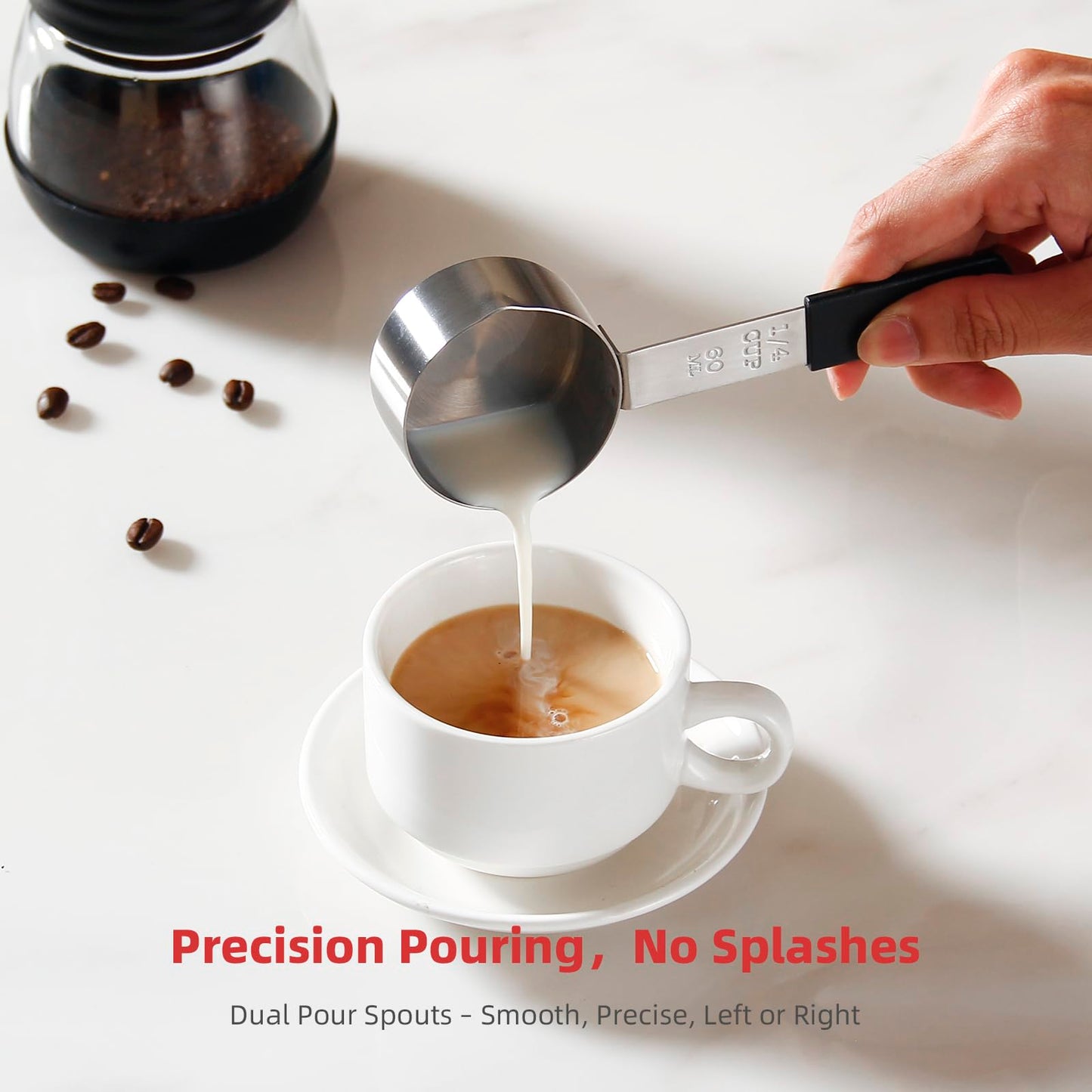 Magnetic Measuring Cups and Spoons Set, Stainless Steel Kitchen Tools with Ergonomic Handles, Stackable Design & Dishwasher Safe for Baking, Cooking, Coffee, Spices & Protein Powder