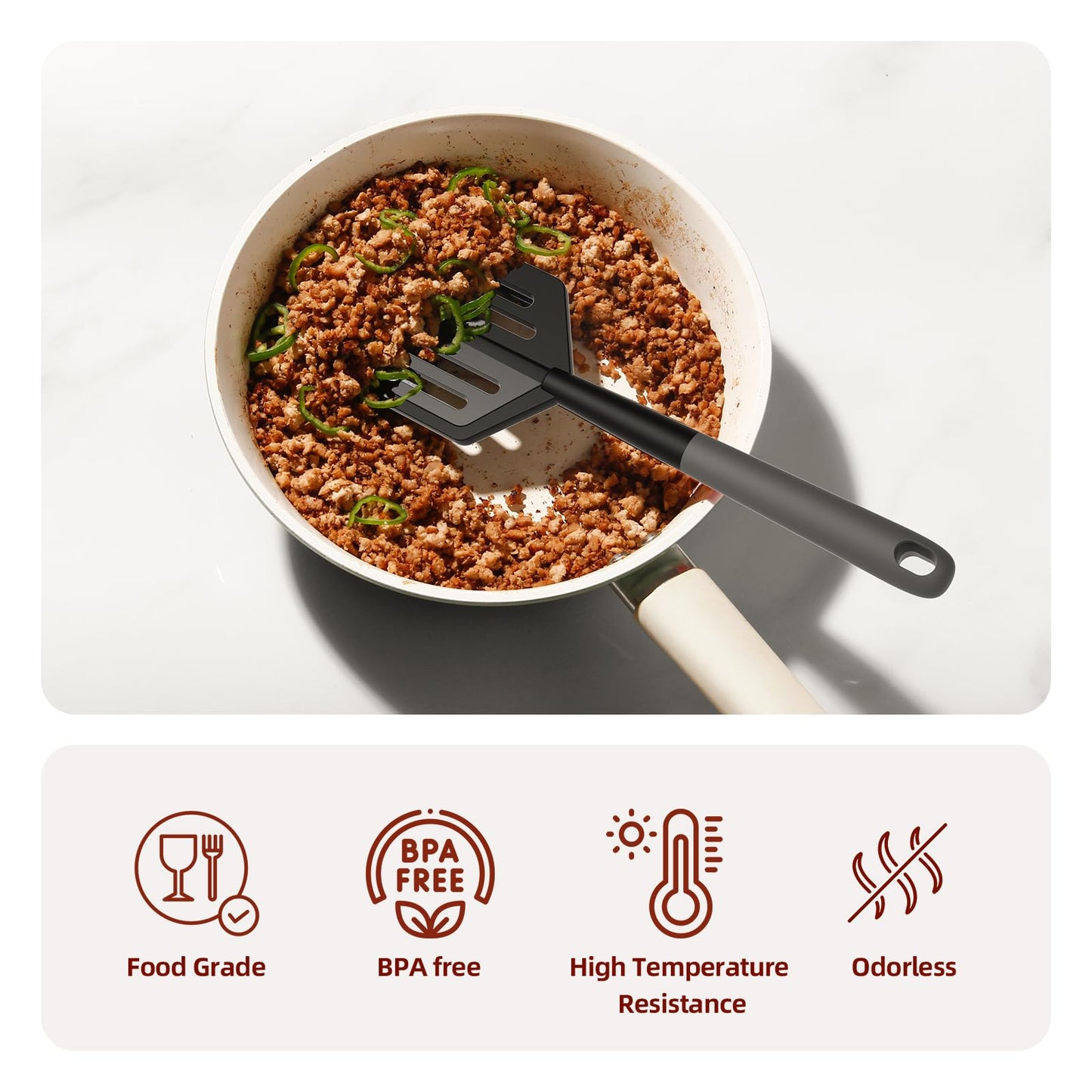 Meat Chopper, Heat Resistant Meat Masher for Hamburger, Ground Beef Smasher, Non Stick Mix Ground Chopper, Mix and Chop Potato Masher Tool 2in1 Twist Design