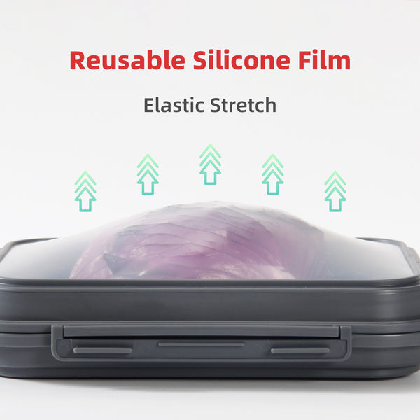 2 Pack Silicone Food Fresh-Keeping Storage Containers with Lid, Dual-Shape Design, BPA-Free, Leakproof Lock Clips, Versatile Fridge Storage Containers, Space Saving & Expandable