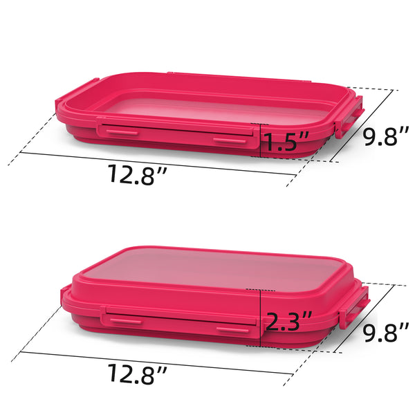 2 Pack Silicone Food Fresh-Keeping Storage Containers with Lid, Dual-Shape Design, BPA-Free, Leakproof Lock Clips, Versatile Fridge Storage Containers, Space Saving & Expandable