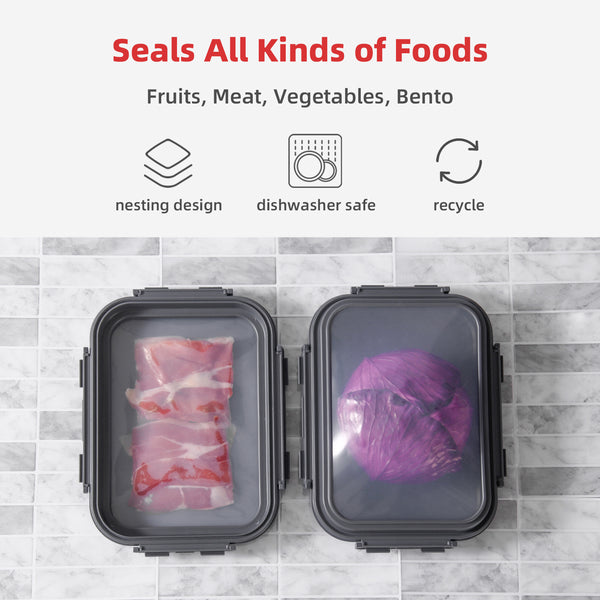 2 Pack Silicone Food Fresh-Keeping Storage Containers with Lid, Dual-Shape Design, BPA-Free, Leakproof Lock Clips, Versatile Fridge Storage Containers, Space Saving & Expandable