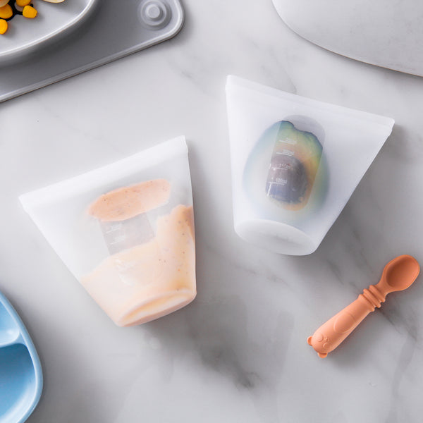 3PCS Reusable Storage Silicone Bags Platinum cured silicone sandwich Silicone bags BPA-Free Silicone Food Storage Bags reusable produce bags