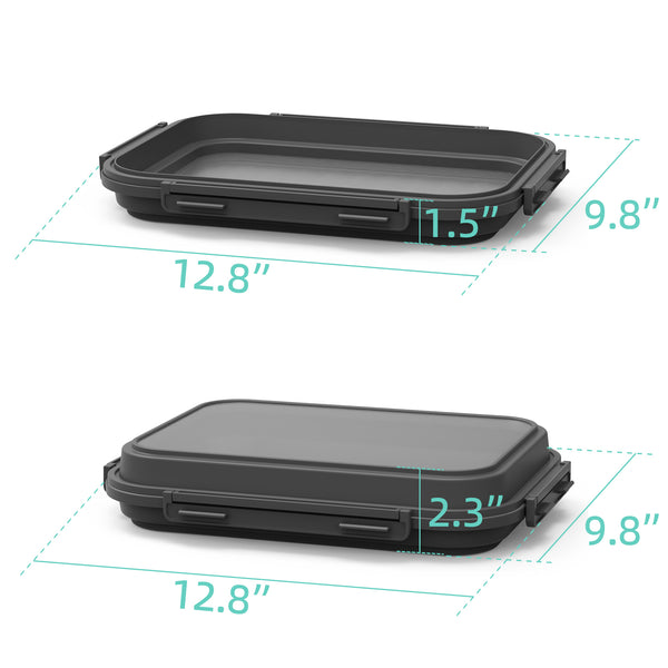 2 Pack Silicone Food Fresh-Keeping Storage Containers with Lid, Dual-Shape Design, BPA-Free, Leakproof Lock Clips, Versatile Fridge Storage Containers, Space Saving & Expandable