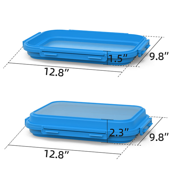 2 Pack Silicone Food Fresh-Keeping Storage Containers with Lid, Dual-Shape Design, BPA-Free, Leakproof Lock Clips, Versatile Fridge Storage Containers, Space Saving & Expandable