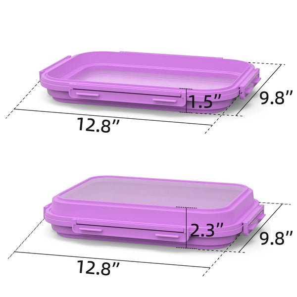 2 Pack Silicone Food Fresh-Keeping Storage Containers with Lid, Dual-Shape Design, BPA-Free, Leakproof Lock Clips, Versatile Fridge Storage Containers, Space Saving & Expandable