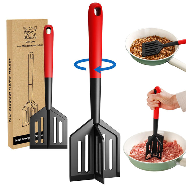 2-in-1 Meat Chopper and Spatula, Stir, Turner and Mix Mashing, Meat Chopper for Ground Beef, Hamburger Meat, Ground Turkey – Heat Resistant,BPA Free, Safe for Non-Stick Cookware.