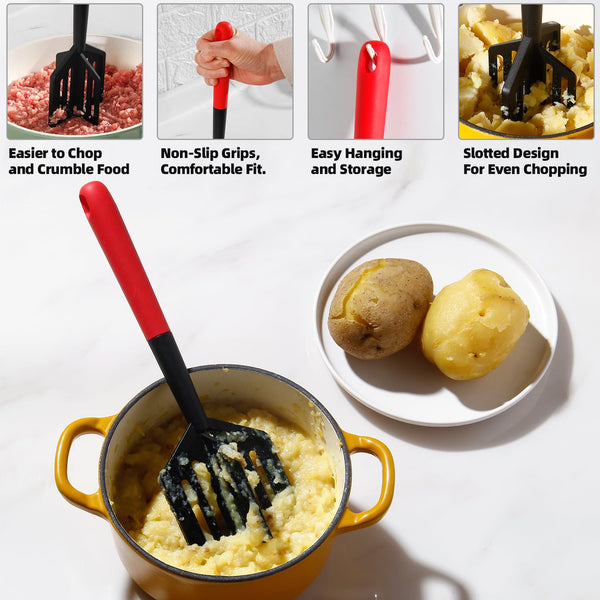2-in-1 Meat Chopper and Spatula, Stir, Turner and Mix Mashing, Meat Chopper for Ground Beef, Hamburger Meat, Ground Turkey – Heat Resistant,BPA Free, Safe for Non-Stick Cookware.