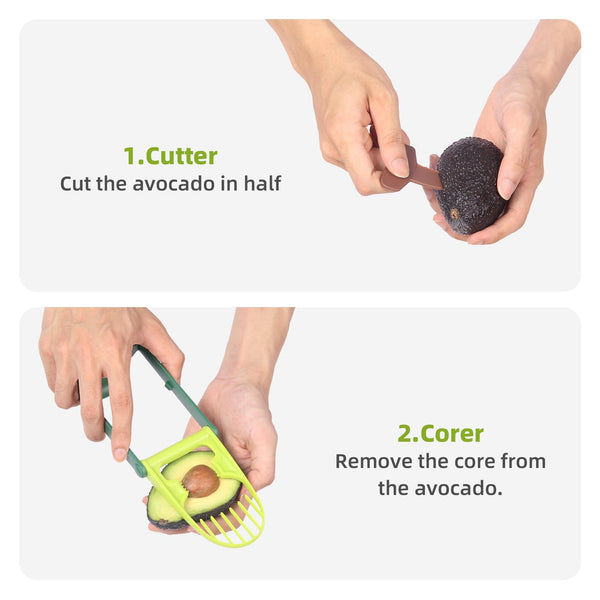 All-in-1 Avocado Slicer Cutter Tool – Avocado Pitter, Slicer, Peeler & Masher – Food-Grade Plastic, Safe & Easy to Use, Dishwasher Safe