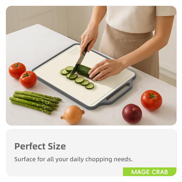 Stainless Steel Cutting Board Non toxic cuttings board for kitchen Double Sided Food Grade,Kitchen Meat Butcher Block,with Handle and Sink Cutting Board (15.5"×12")