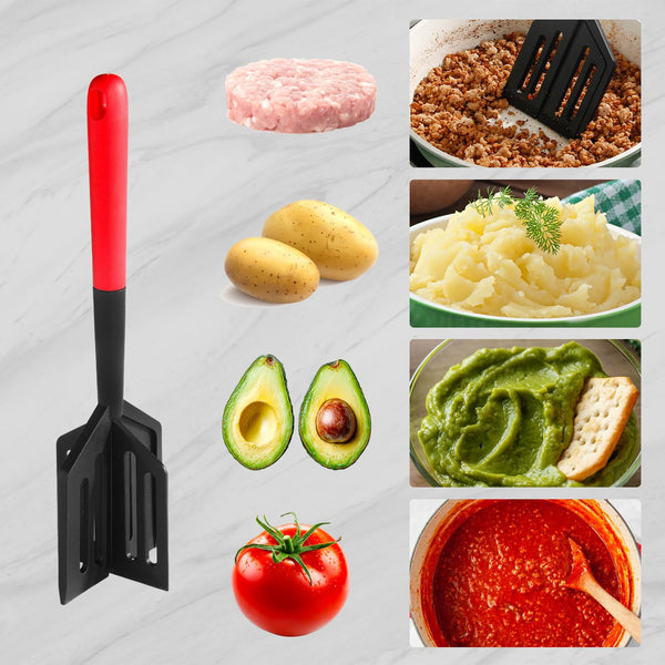 2-in-1 Meat Chopper and Spatula, Stir, Turner and Mix Mashing, Meat Chopper for Ground Beef, Hamburger Meat, Ground Turkey – Heat Resistant,BPA Free, Safe for Non-Stick Cookware.