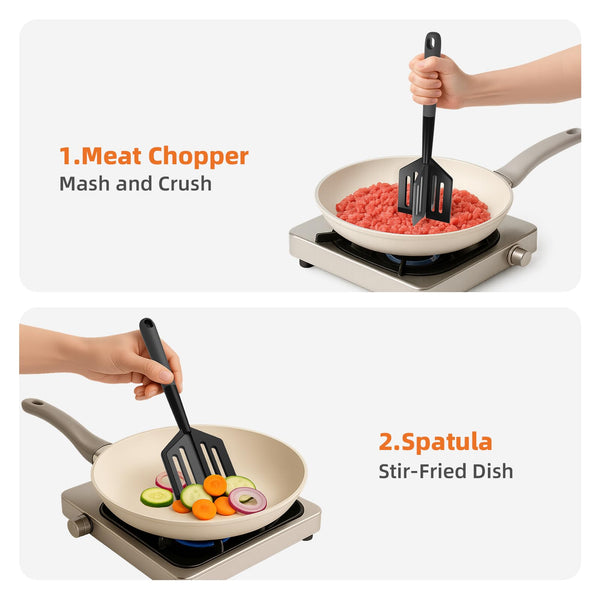 Meat Chopper, Heat Resistant Meat Masher for Hamburger, Ground Beef Smasher, Non Stick Mix Ground Chopper, Mix and Chop Potato Masher Tool 2in1 Twist Design