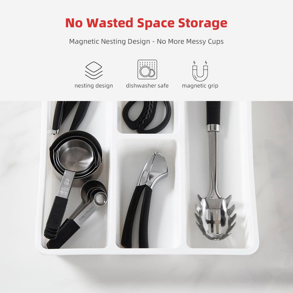 Magnetic Measuring Cups and Spoons Set, Stainless Steel Kitchen Tools with Ergonomic Handles, Stackable Design & Dishwasher Safe for Baking, Cooking, Coffee, Spices & Protein Powder