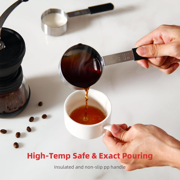 Magnetic Measuring Cups and Spoons Set, Stainless Steel Kitchen Tools with Ergonomic Handles, Stackable Design & Dishwasher Safe for Baking, Cooking, Coffee, Spices & Protein Powder