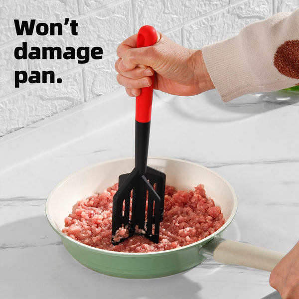 2-in-1 Meat Chopper and Spatula, Stir, Turner and Mix Mashing, Meat Chopper for Ground Beef, Hamburger Meat, Ground Turkey – Heat Resistant,BPA Free, Safe for Non-Stick Cookware.