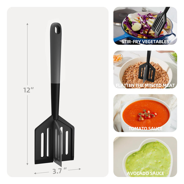 Meat Chopper, Heat Resistant Meat Masher for Hamburger, Ground Beef Smasher, Non Stick Mix Ground Chopper, Mix and Chop Potato Masher Tool 2in1 Twist Design