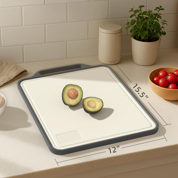 Stainless Steel Cutting Board Non toxic cuttings board for kitchen Double Sided Food Grade,Kitchen Meat Butcher Block,with Handle and Sink Cutting Board (15.5"×12")